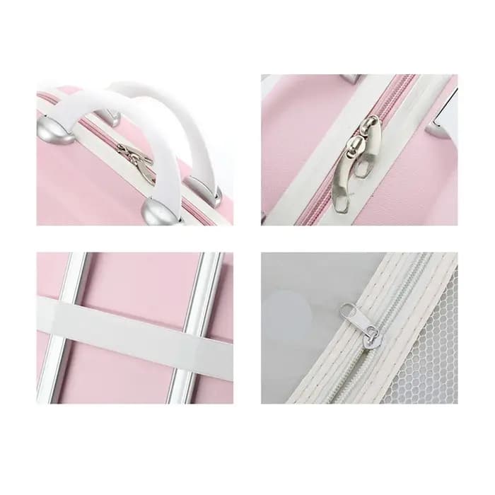 Sac à cosmétiques rose/bleu/violet/kaki de 14 pouces, petite valise de voyage pour femmes, matériau