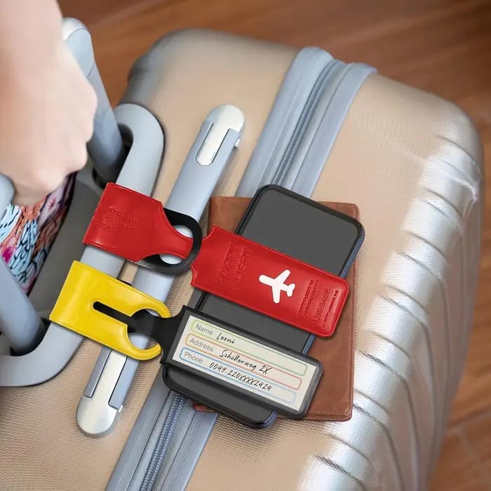 Étiquettes de bagage colorées en PVC