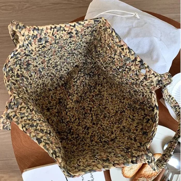 Sac à bandoulière en paille tressé fait main grande capacité pour femme – Collection été – Sacs de plage et cabas tendance