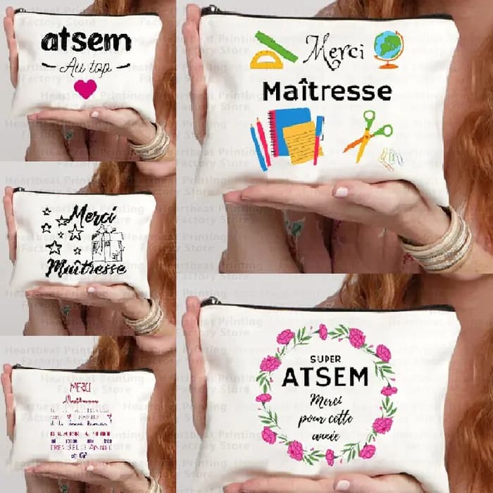 Sac à cosmétiques de voyage imprimé français merci Maîtresse