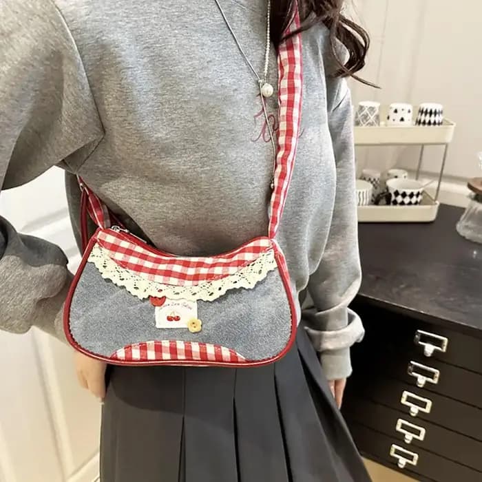 Nouveau mignon sac sous les bras à carreaux Cowboy doux femmes Simple et frais Y2k mode sac à bandoulière décontracté cadeau pour Friengds