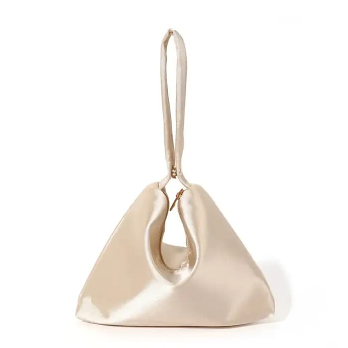 Classique Simple pur Triangle fourre-tout sacs rétro mode Champagne or noir Satin petits