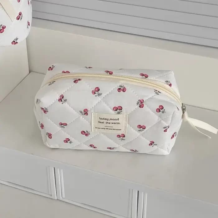 Pochette de maquillage Cherry pour femmes, sacs cosmétiques tendance, pochette de voyage portable et