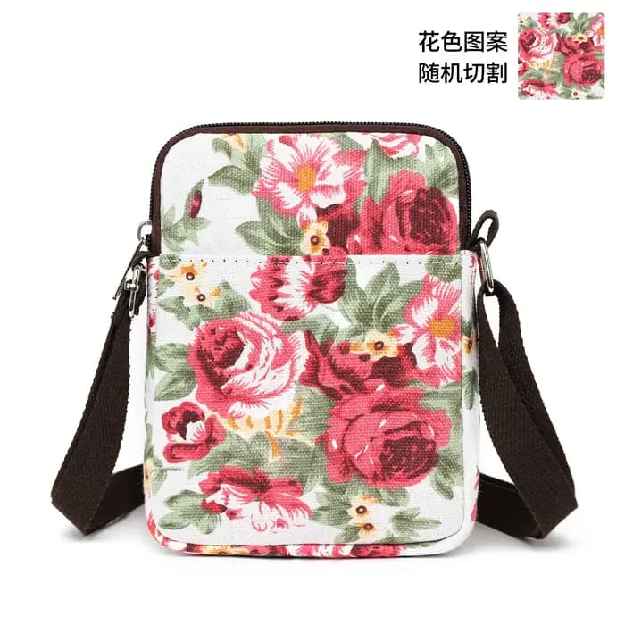 Sac bandoulière en toile à motif floral pour femme