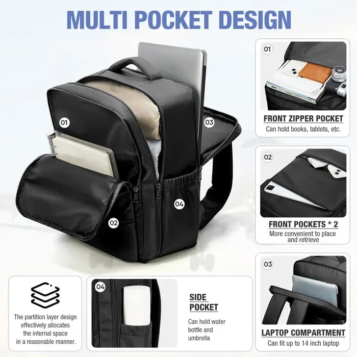 Sac à dos de voyage pour cabine Ryanair 40x30x20, bagage à main pour femme et homme, pour ordinateur portable 14'', sac de voyage imperméable pour le travail et l'école