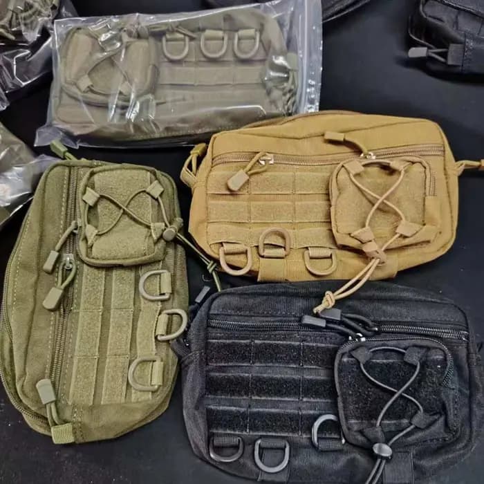 Pochette d'administration horizontale tactique Molle avec poche avant à cordon