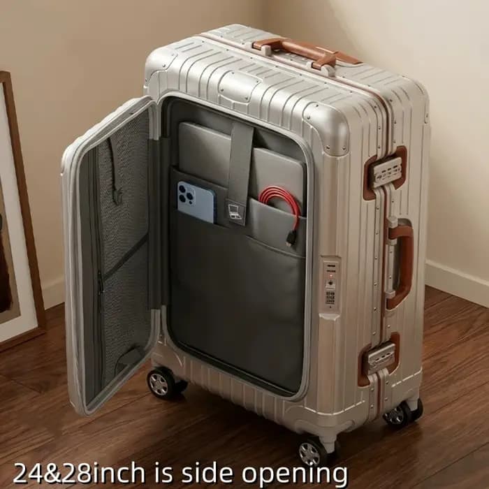 Valise cabine 20 pouces avec poche avant, bagage à roulettes 24/28 pouces avec poche latérale, valise de voyage à roulettes avec serrure TSA