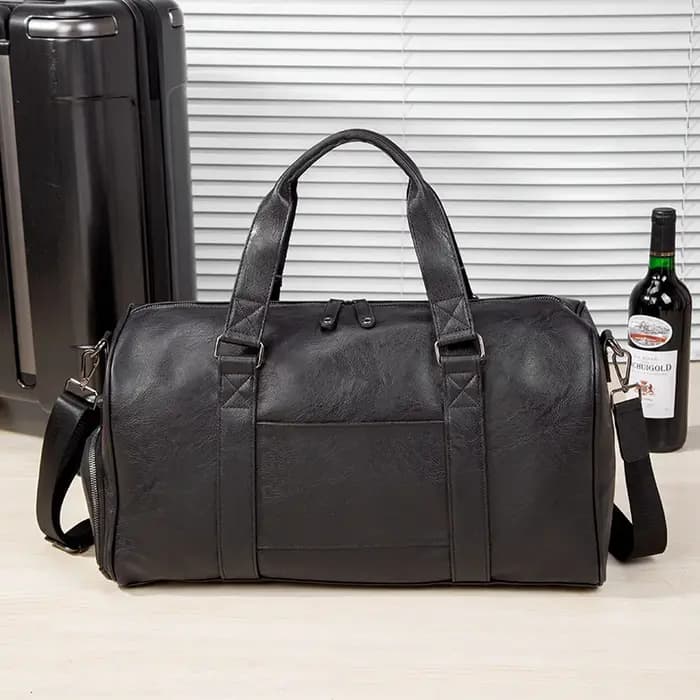 Sac de voyage en cuir pour homme avec compartiment à chaussures