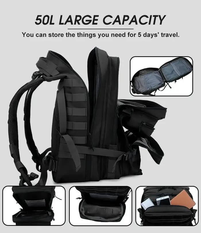 25L;/50L grande capacité hommes sac à dos tactique 3P Softback extérieur sac étanche randonnée Camping chasse sacs