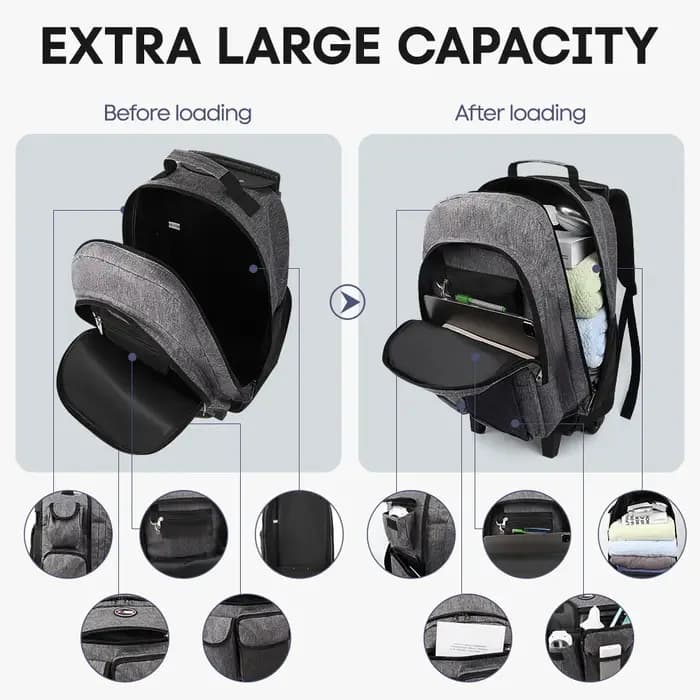 New York XPress 20 pouces sac à dos de voyage avec roues tige de traction cachée bagage à main sac d