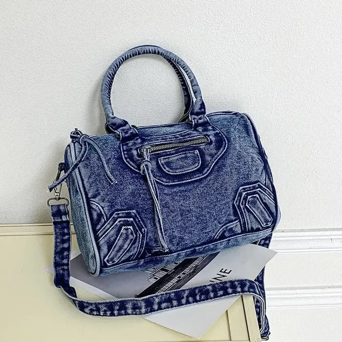 Sac bandoulière rétro polyvalent en jean grande capacité
