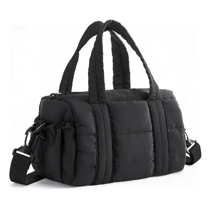 Sac de voyage matelassé en nylon pour femmes avec bandoulière réglable