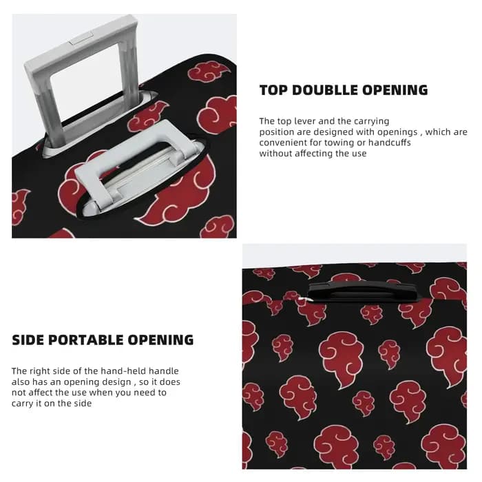 Housse de protection pour bagages personnalisée, motif nuage rouge, anime japonais, Akatsuki Ninja Uzumaki Uchiha, pour valises de 18 à 32 pouces