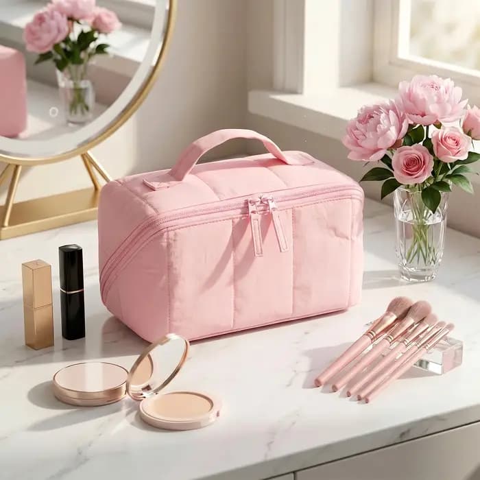 Trousse de Maquillage Portable Matelassée