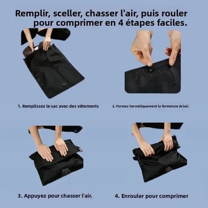Sac de compression portable enroulable en tissu Oxford