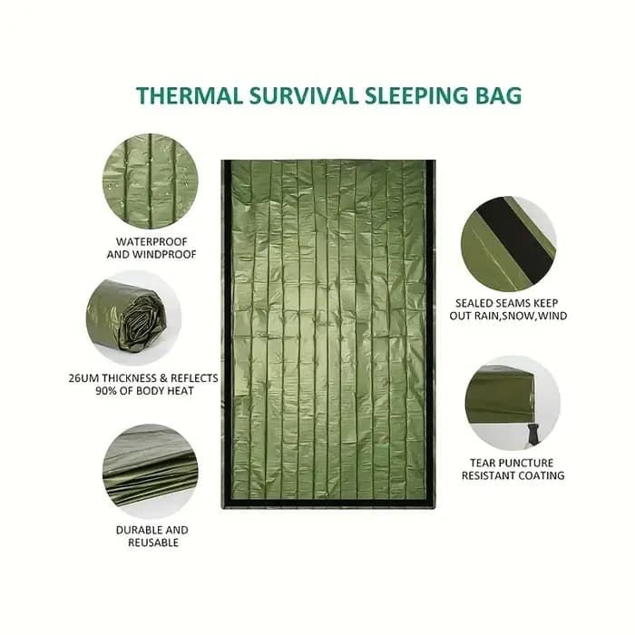 Sac de couchage chaud d'urgence compact et léger – imperméable