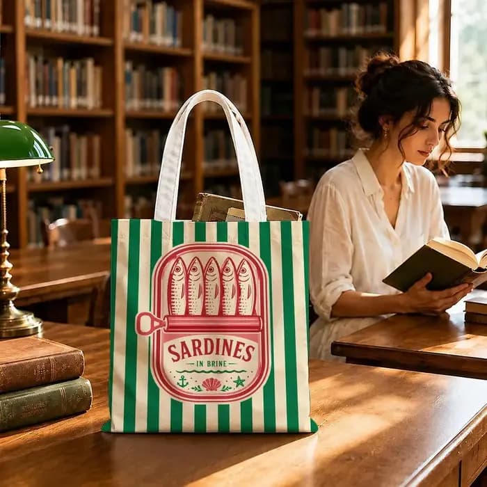 Sacs de rangement vintage pour boîtes de conserve de sardines