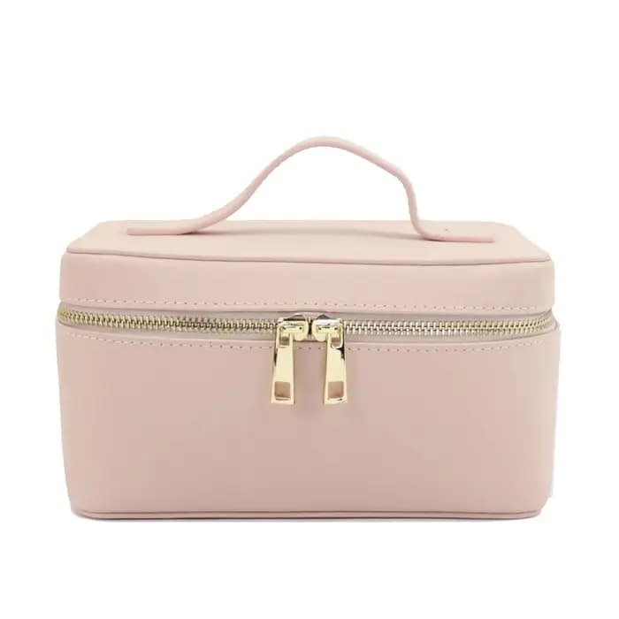 Trousse de toilette de voyage en croûte de cuir Saffiano pour femmes