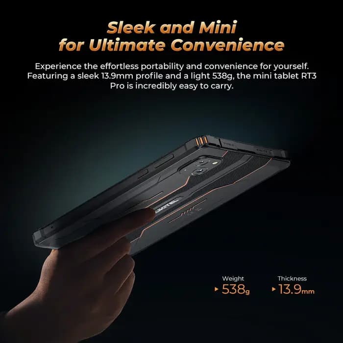 Oukitel RT3 PRO Batterie 5150mAh 16 Go + 128 Go Écran HD 8 "Profil ultra fin 13.9mm IP68 & IP69K & M