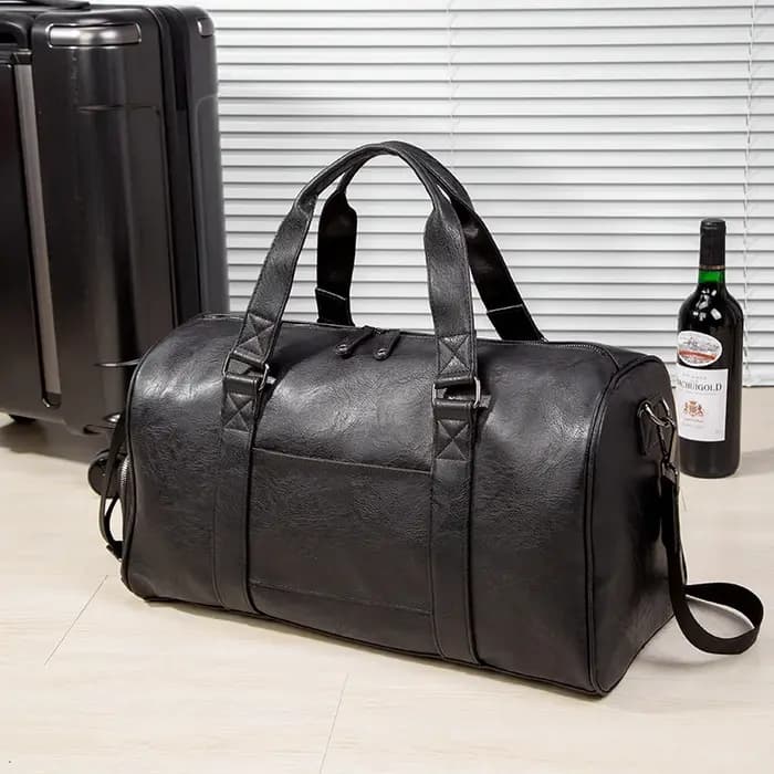 Sac de voyage en cuir pour homme avec compartiment à chaussures