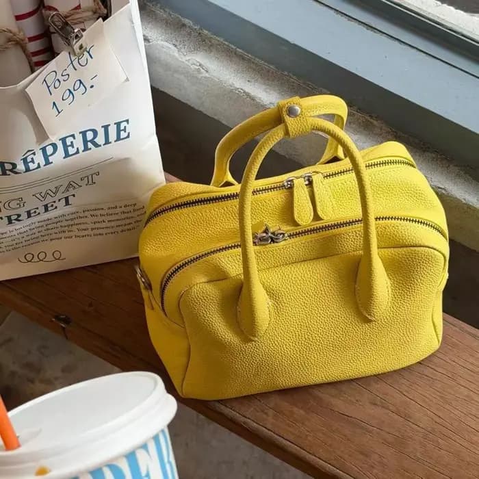 Sac Bowling Jaune Texture Litchi Printemps-Été 2026