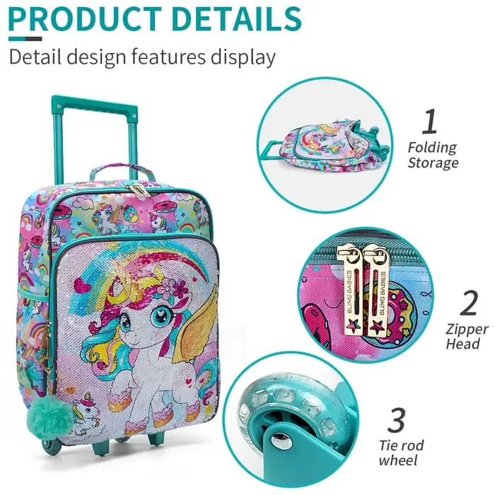 Valise de voyage à roulettes pour enfants