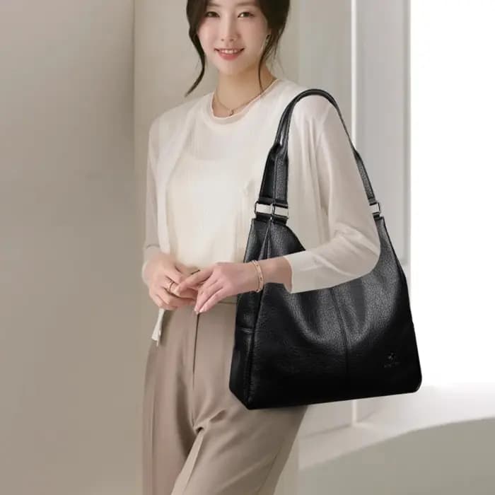 Sac fourre-tout de luxe à trois couches en cuir véritable pour femme