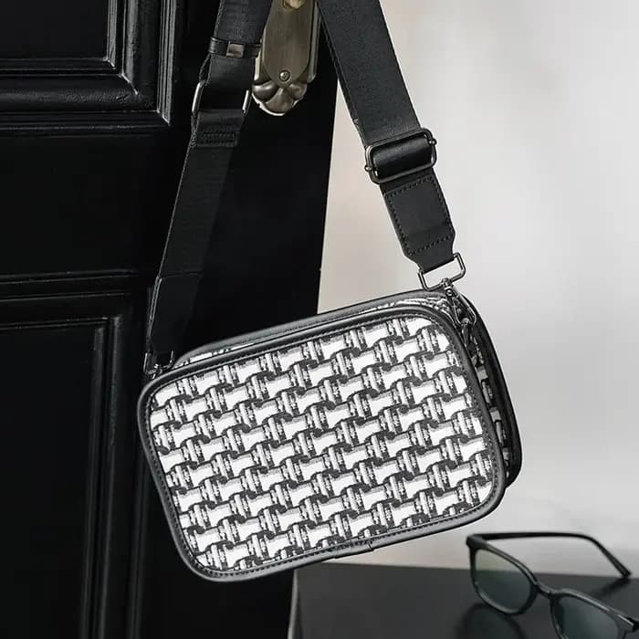 Mode hommes sac à bandoulière de luxe Jacquard toile épaule sacs de messager