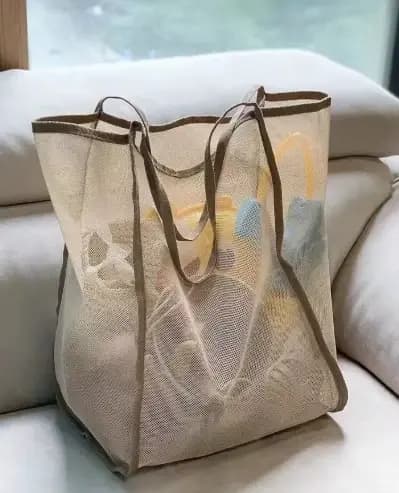 Fourre-tout en maille pliable extra large avec poignées robustes, sac de rangement en polyester dura