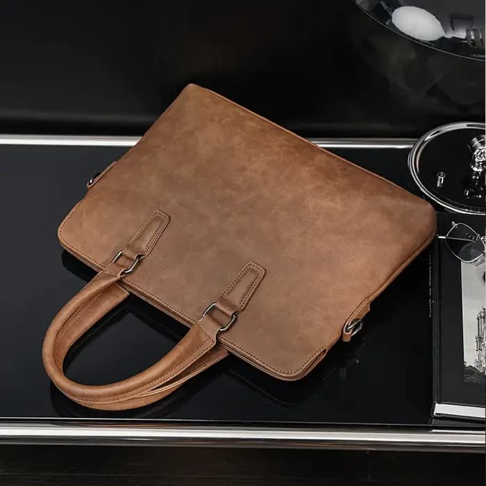 Sac à main d'affaires vintage en cuir PU pour homme