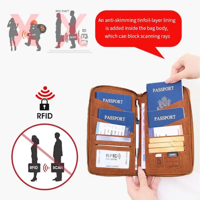 Sac de passeport multifonctionnel bloquant RFID