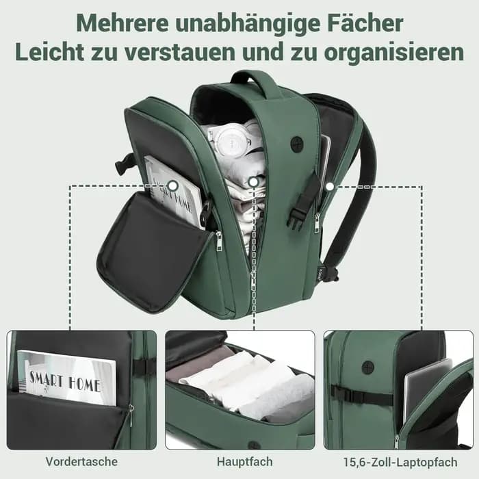 KONO Sac à dos pour ordinateur portable pour homme-15,6 pouces hydrofuge avec compartiment rembourré