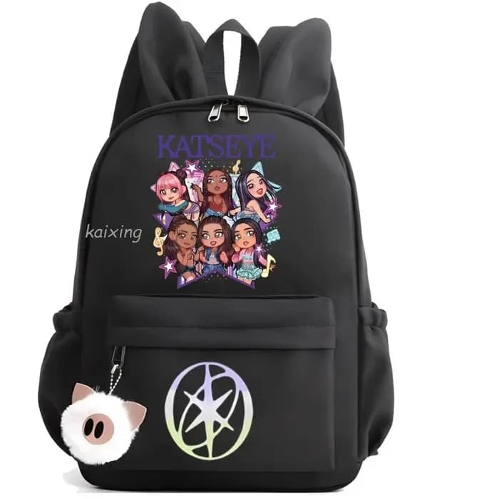 Mochila Hot Katseye drôle impression sac à dos fille garçon enfants sac à dos décontracté sacs d'école voyage oreilles