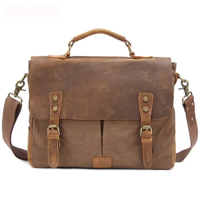 Porte-documents Vintage en Cuir et Toile pour Homme, Sac d'Affaires, Portefeuille de Bureau, Fourre-tout de Couleur