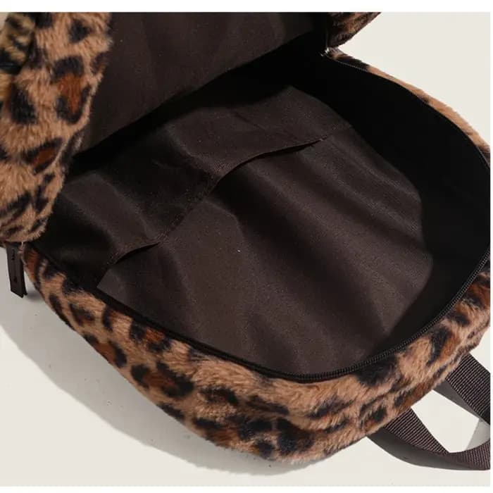 Sac à dos imprimé léopard mode avion cabine sac à dos grande capacité sac d'école polyvalent en peluche sacs souples Mochilas Mujer 2025