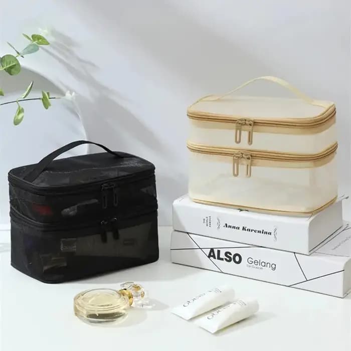 Sac de maquillage en maille double couche