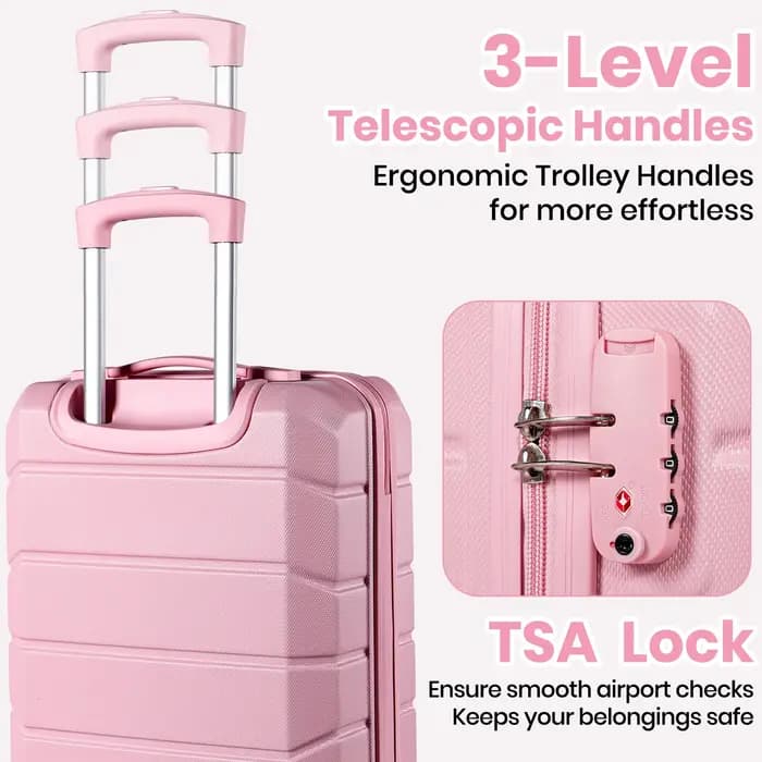 Valise à roulettes rigide pour bagages à main, bagage de cabine léger avec serrure TSA et 4 roues pi