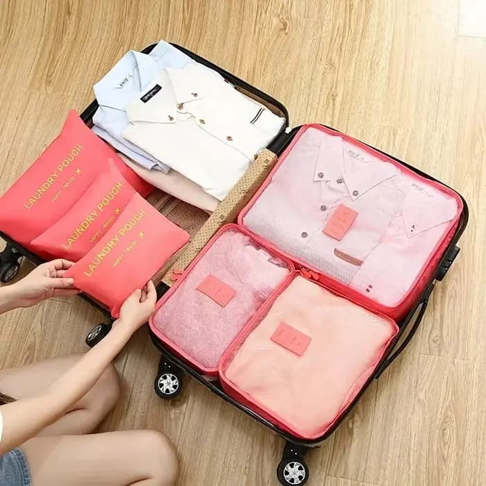 Ensemble de 6 cubes de rangement de voyage pliables, sacs de rangement pour vêtements, organisateur de bagages portable, pochette pour vêtements, sous-vêtements, chaussures