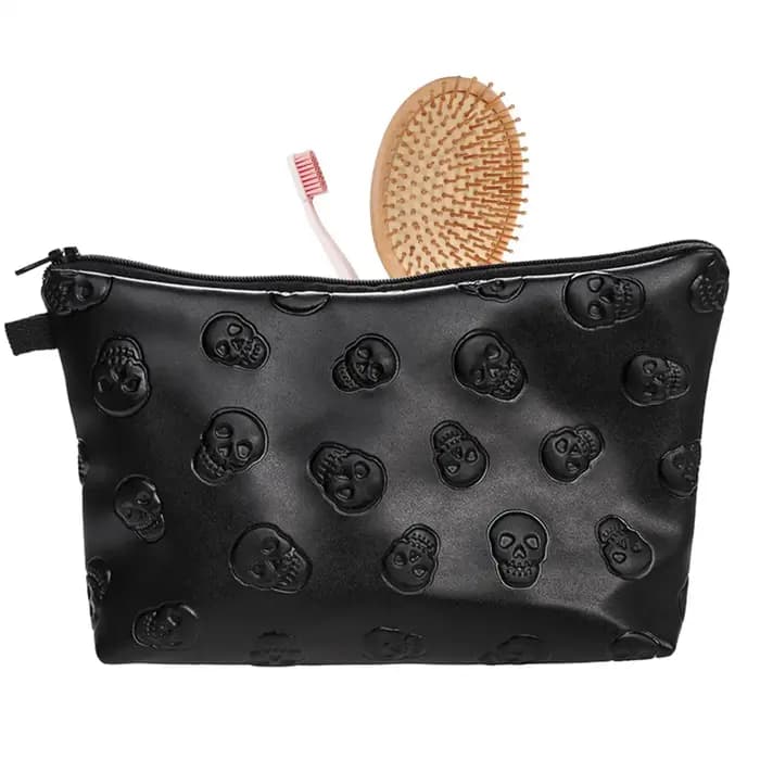Sac à cosmétiques en cuir PU imperméable, sac de maquillage, organisateur de voyage pour cosmétiques, trousse de toilette, sacs de rangement pour maquillage, noir