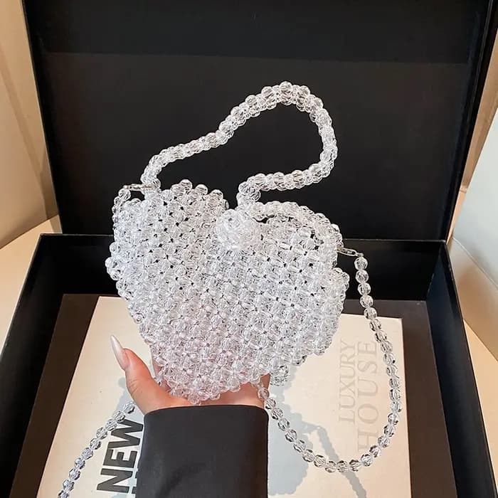 Pochette en cristal perles tissé à la main sac