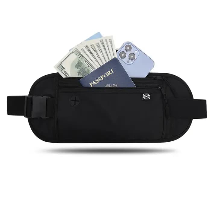 Ceinture d'argent de voyage, blocage RFID, sac de taille étanche, sac banane, portefeuille caché, Signal RFID, blocage du porte-passeport, sac pour documents