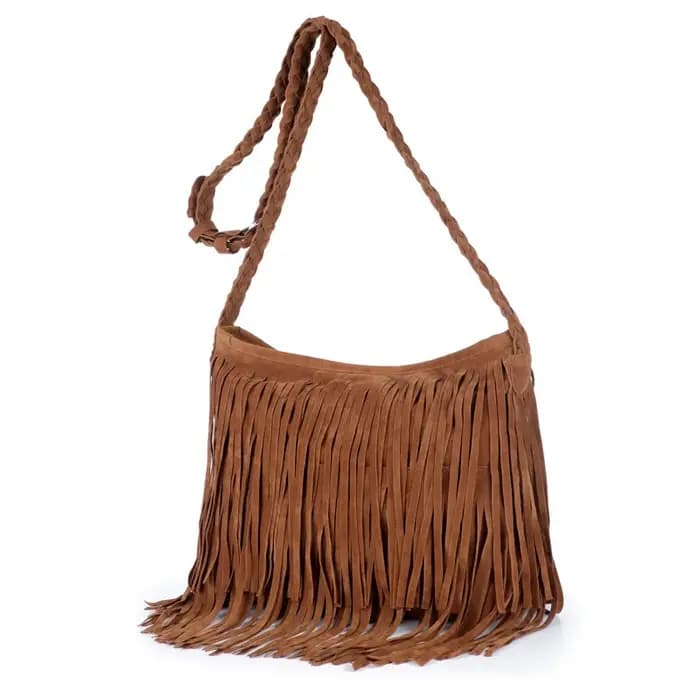 Sac à bandoulière en cuir à franges pour femmes