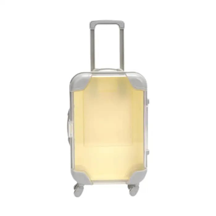 Mini valise transparente avec roues rotatives et poignée
