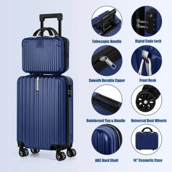 Ensemble de bagages rigides 2 pièces (20"+14") - Spinner gigogne avec 360 ° Roues et serrure TSA,