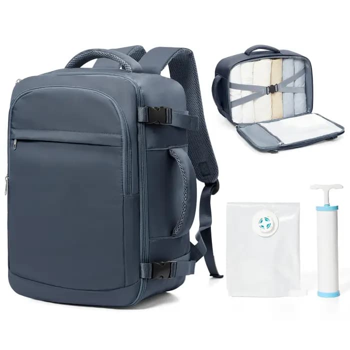 Sac à dos de voyage sous siège, sac à dos pour femme et homme avec sacs sous vide et pompe, sac à do