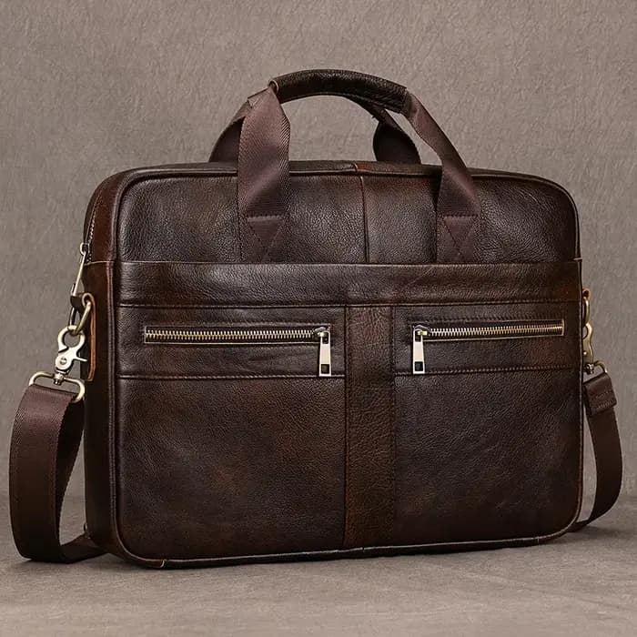 Sac pour ordinateur portable en cuir véritable pour homme