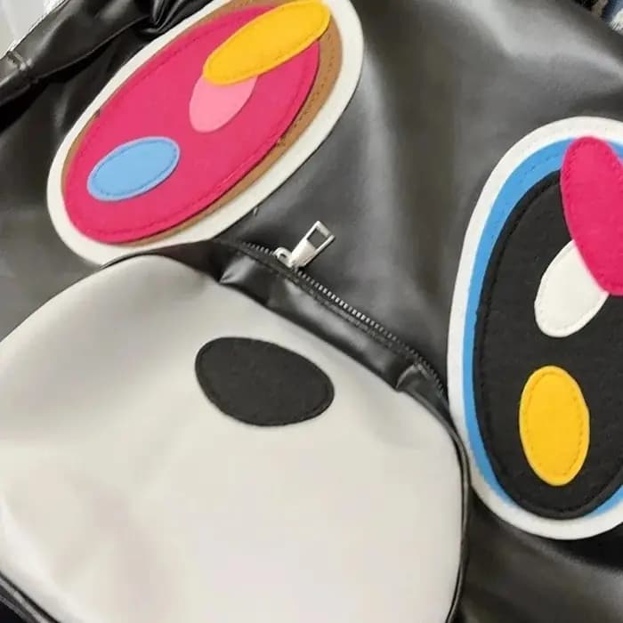 Original Spoof Kanye West abandonné ours noir Pu cuir sac à dos grande capacité sac d'école Couple dessin animé sac à dos