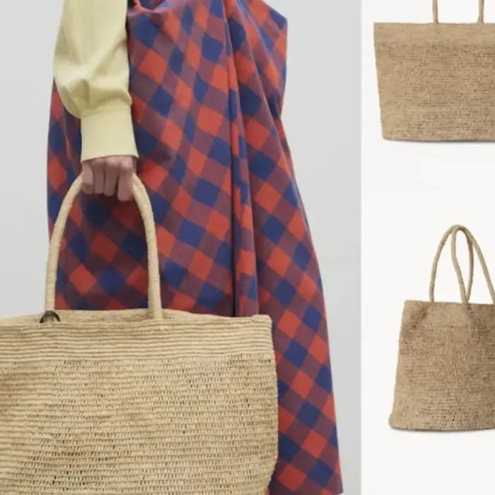 Sac à main fourre-tout en paille naturelle et raphia