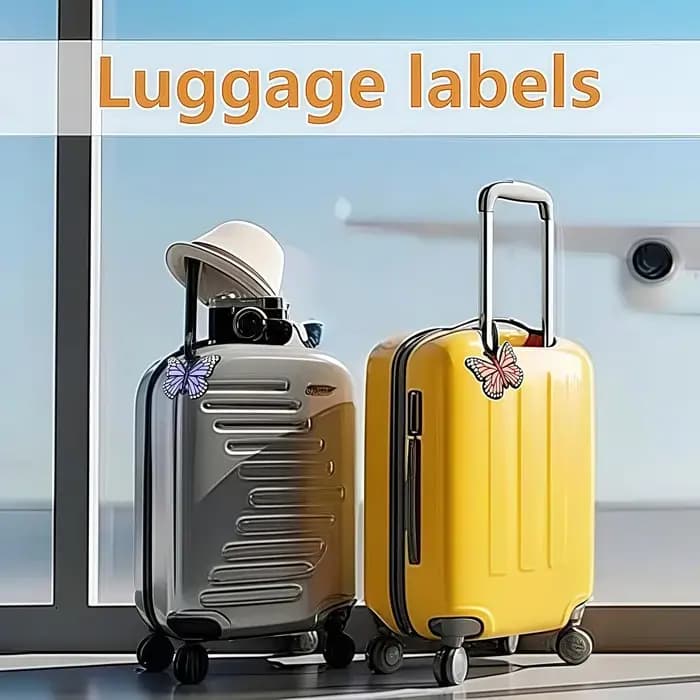 Étiquette de bagage en forme de papillon avec sangle