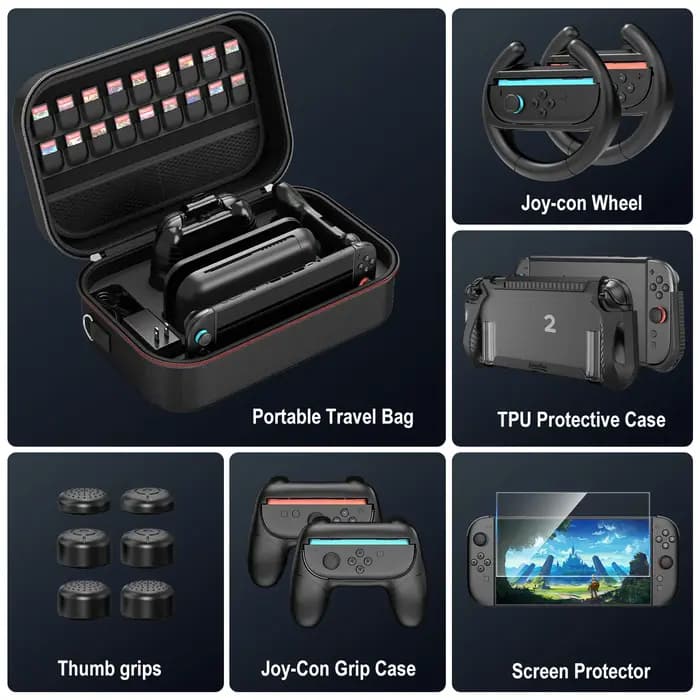 Un sac de rangement carré de grande capacité adapté au Switch 2. Stockage de voyage portable. Durable. Sac